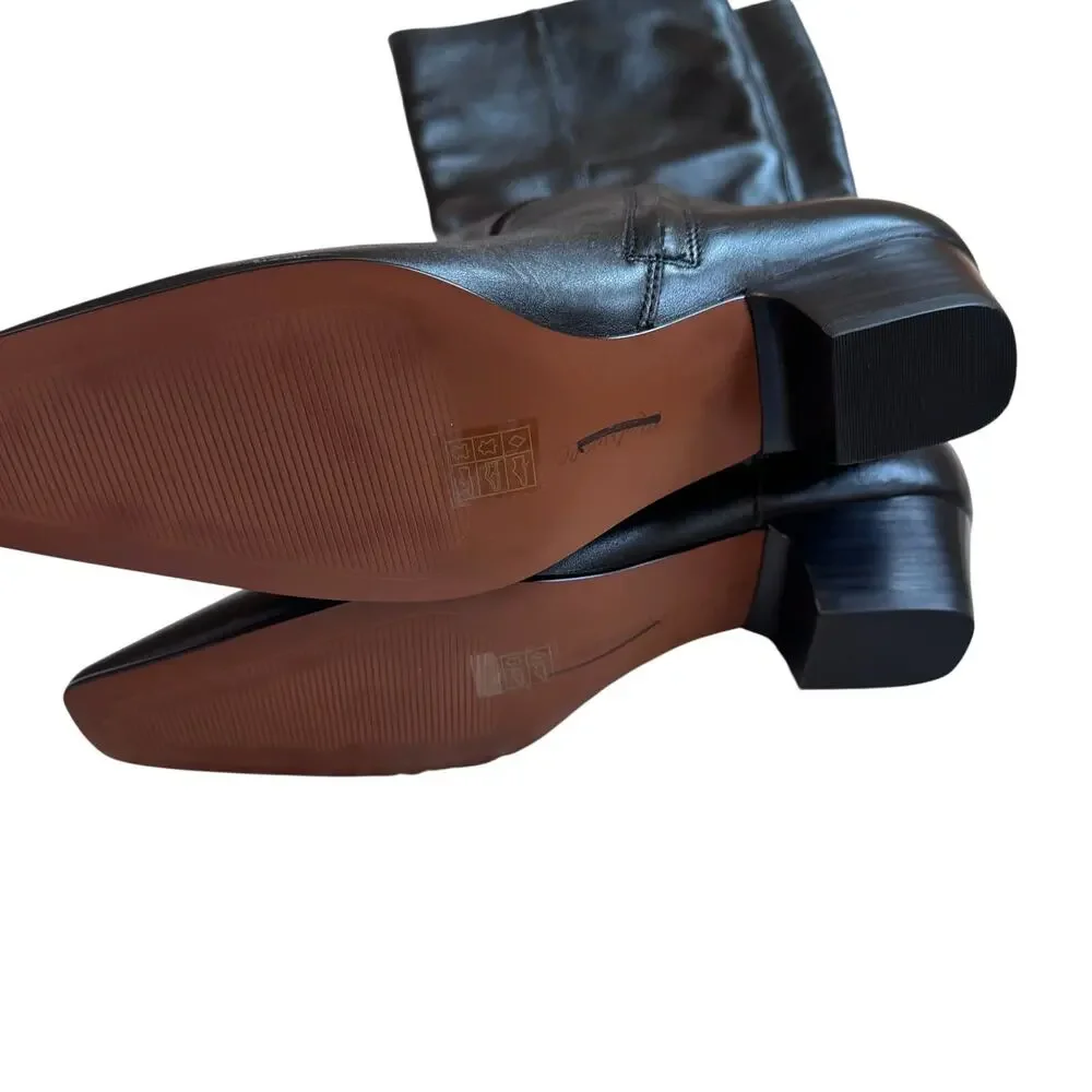 Madewell The Lexie Tall Boot Square Toe Block Heel Leather Black Size 9 NWOB